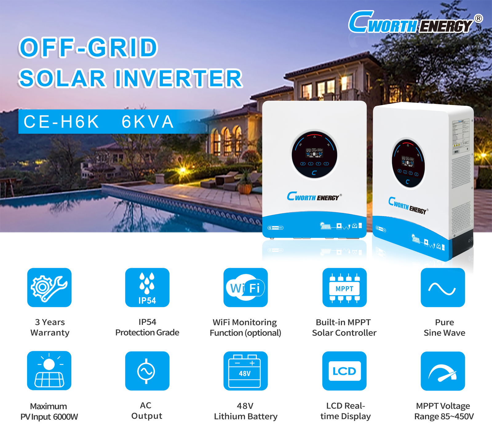 6KW Inverter Cworth energy - fiche technique