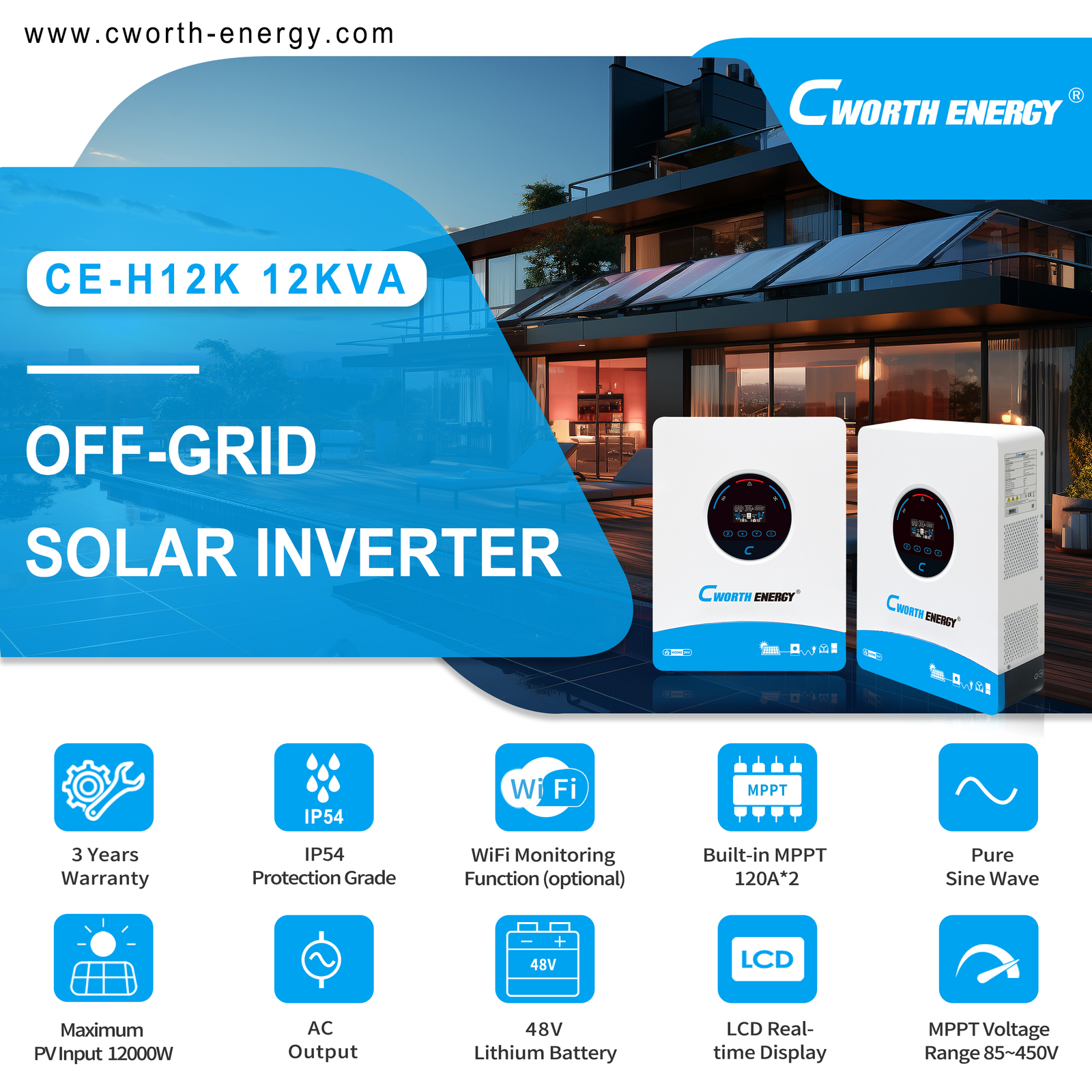 12KVA Inverter Cworth energy - fiche technique
