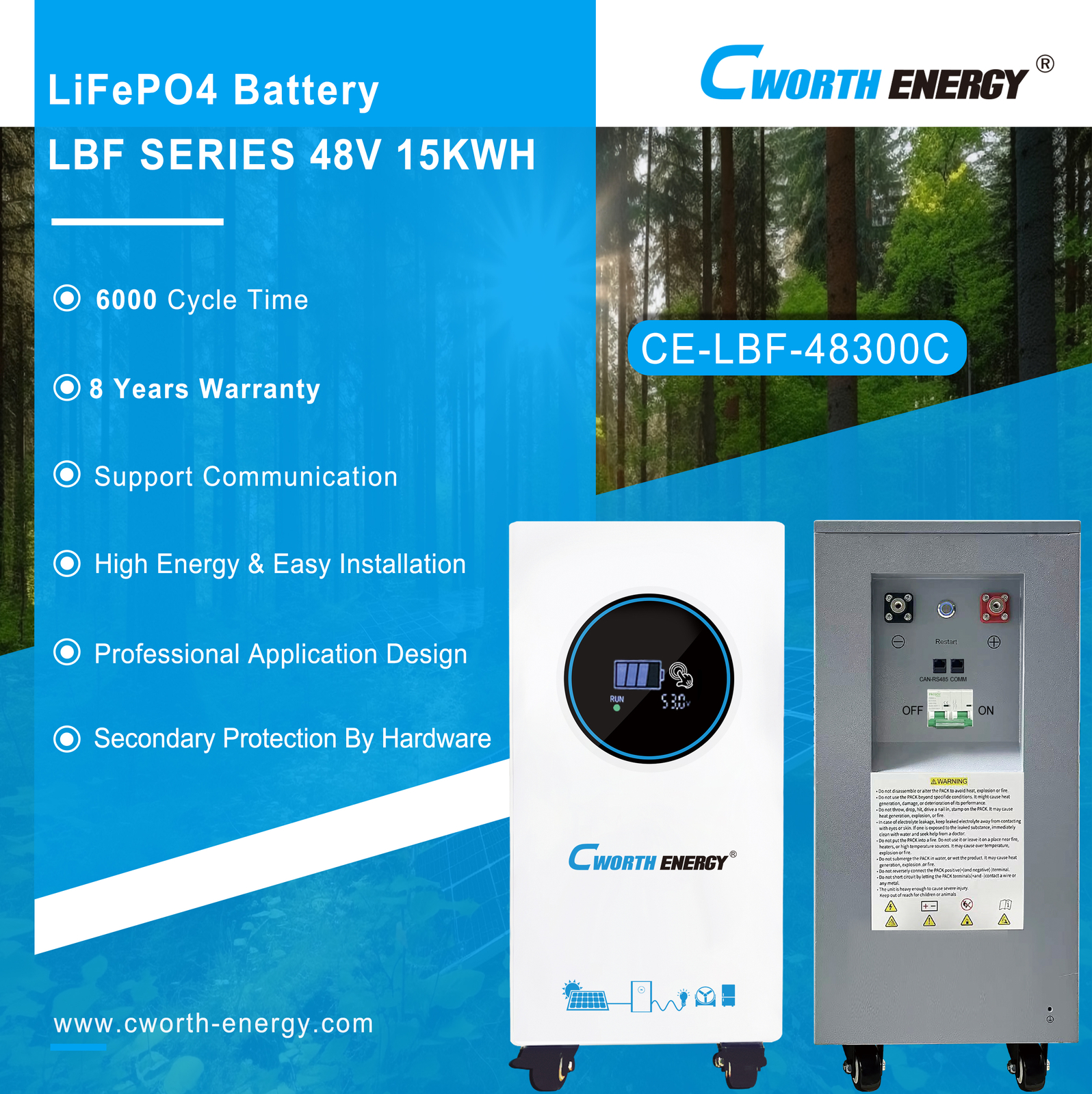 LiFePO4 Battery LBF-48300C Cworht Energy - fiche technique