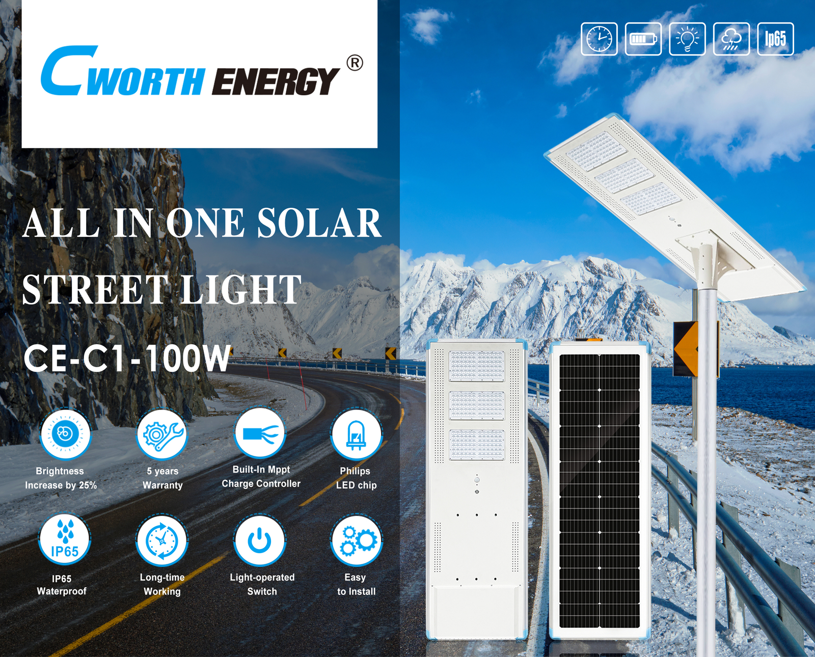 CE-C1-100W Cworth energy solar street light - fiche technique
