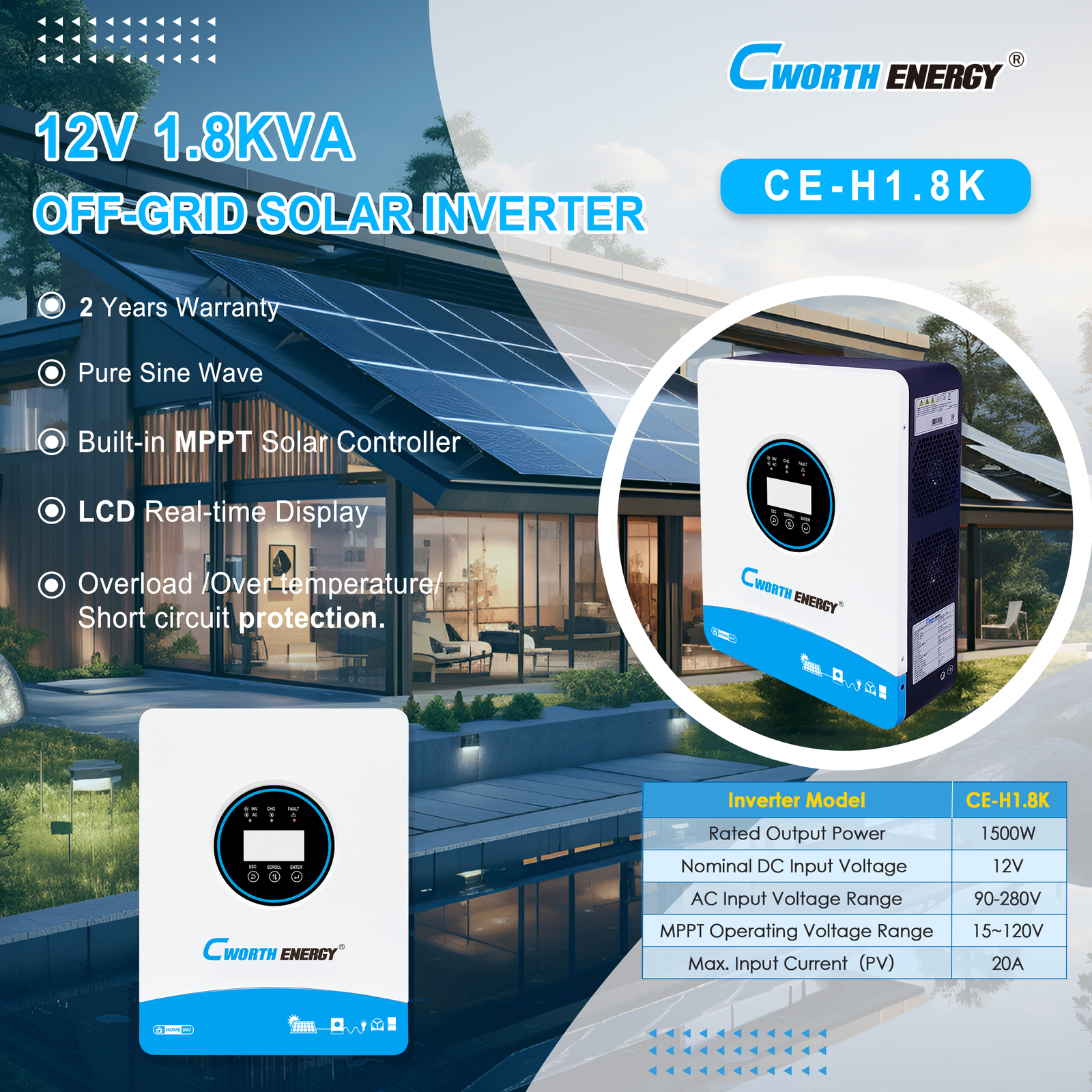 1.8KVA Inverter Cworth energy - fiche technique