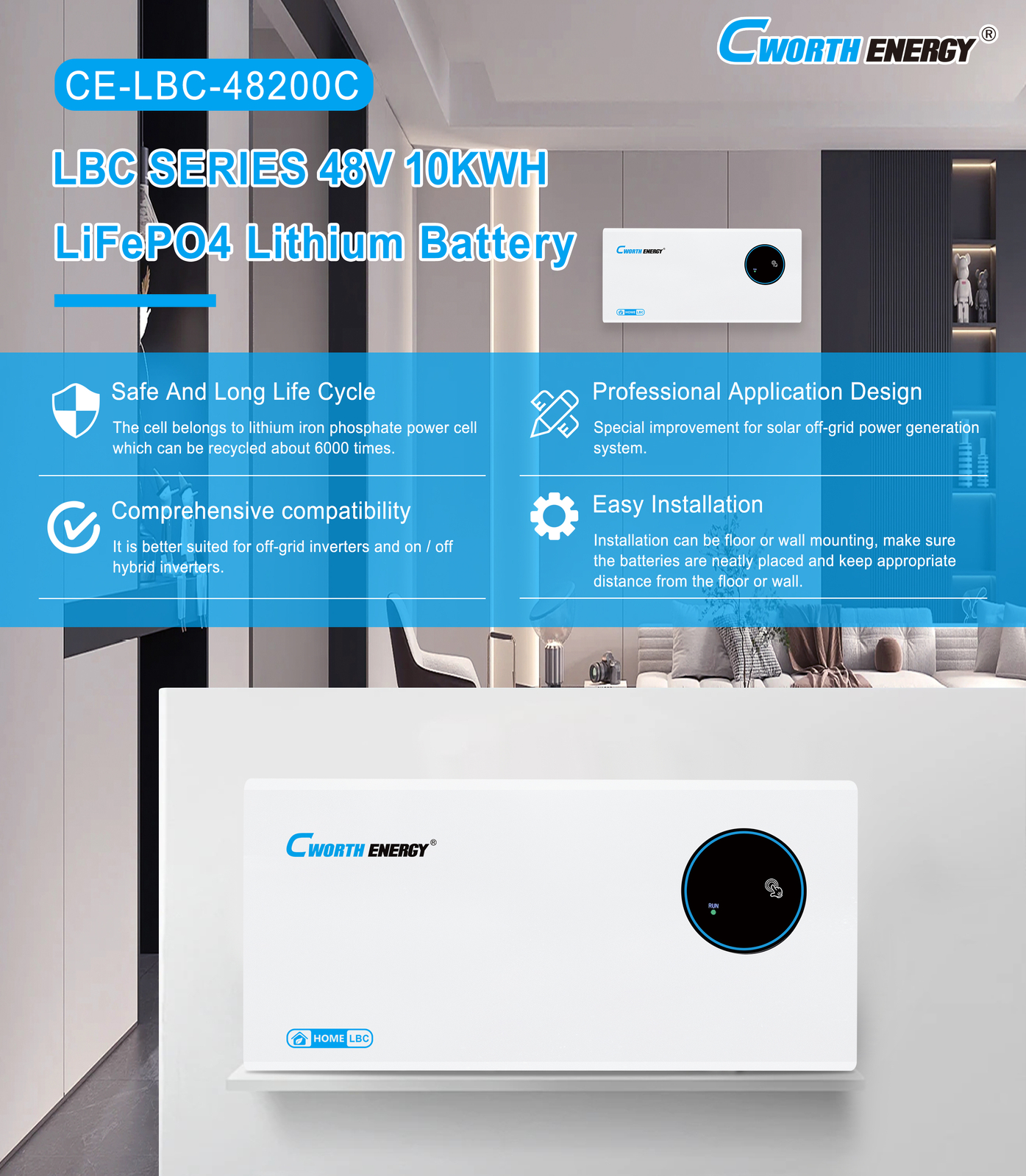 LiFePO4 Battery LBC-48200C 48V 10KWH - fiche technique