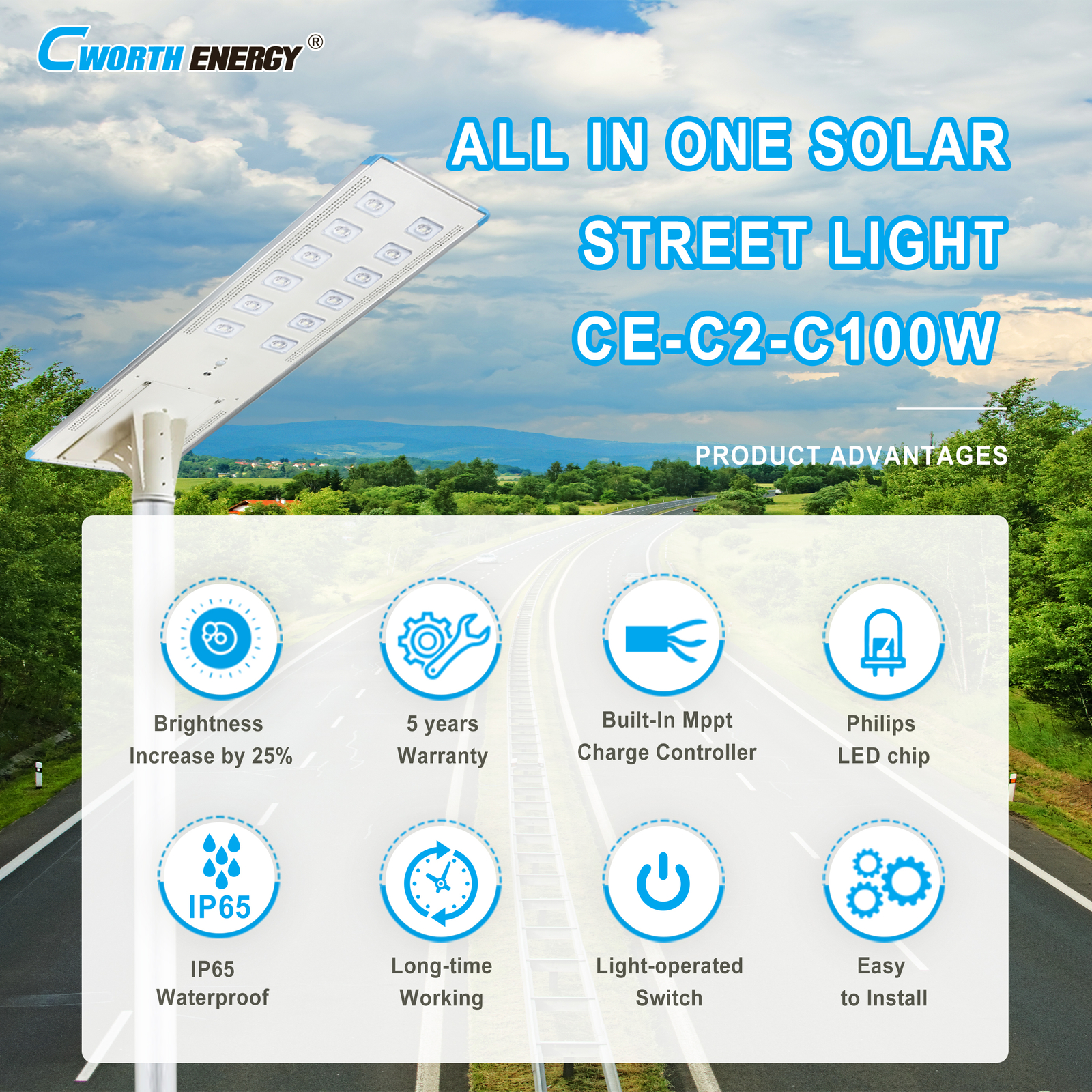 CE-C2-C100W Cworth energy street light - fiche technique