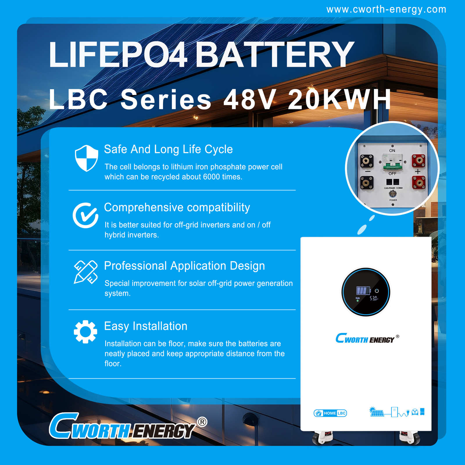 LiFePO4 Battery LBC-48400CII 48V 20KWH - fiche technique
